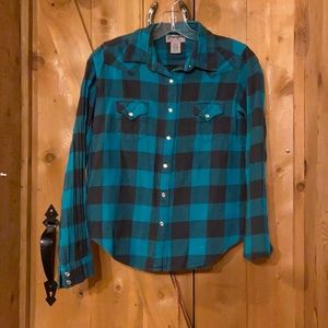Wrangler M Blue and Black Flannel
